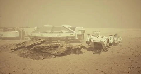 Exploration of Mars habitat with rovers under dusty atmospheric conditions 스톡 일러스트