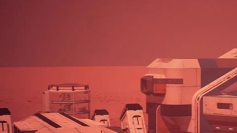 Exploration of Mars with rover and scientific equipment in a dusty environment Stock Footage 344394518