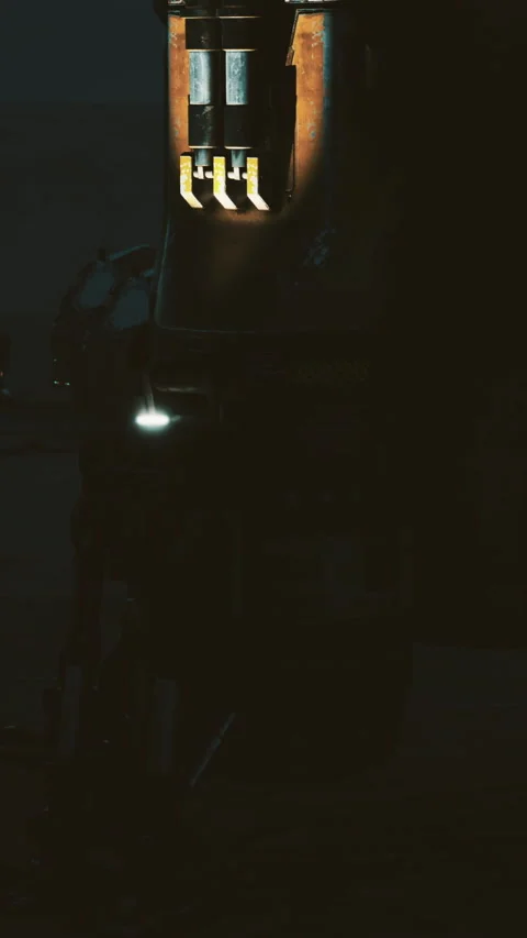 Exploration of Mars surface with advanced lander at night Stock Footage 323954874