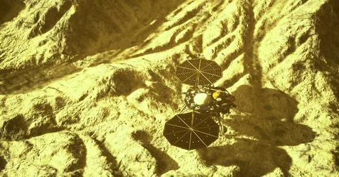 Exploration of Mars surface by InSight lander focused on seismic activity 스톡 일러스트