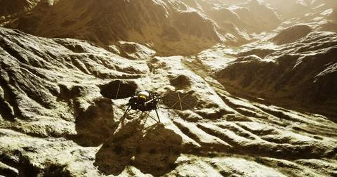 Exploration of the Martian surface by InSight lander revealing rocky terrain 스톡 일러스트