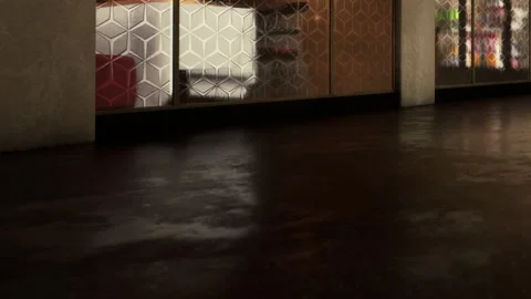 Exploration of a Modern Cafe Interior With Stylish Geometric Design Elements Stock Footage 348494578