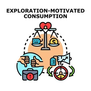 Exploration motivated consumption concept vector illustration Illustrazione stock