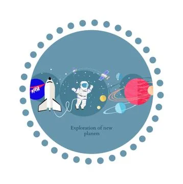 Exploration New Planets Icon Flat Isolated Stock Illustration