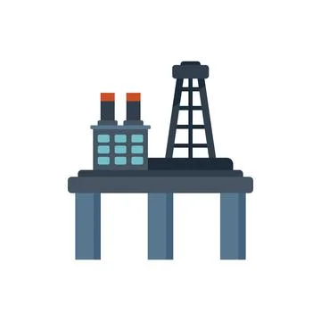 Exploration rig icon flat vector. Sea oil Stock Illustration