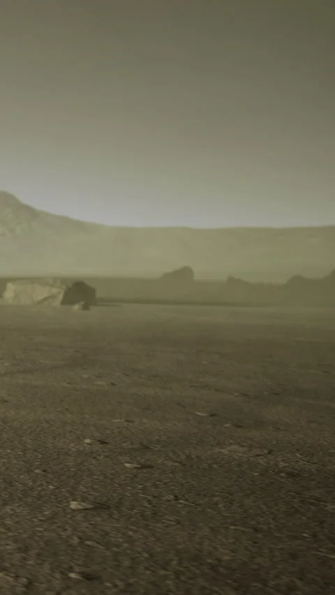 Exploration of a rocky landscape on an alien planet in distant future Stock Footage 335093749