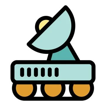 Exploration rover transmitting data with parabolic antenna Stock Illustration