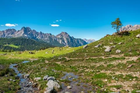 Exploration spring day in the beautiful Carnic Alps, Friuli-Venezia Giulia, I Stock Photos