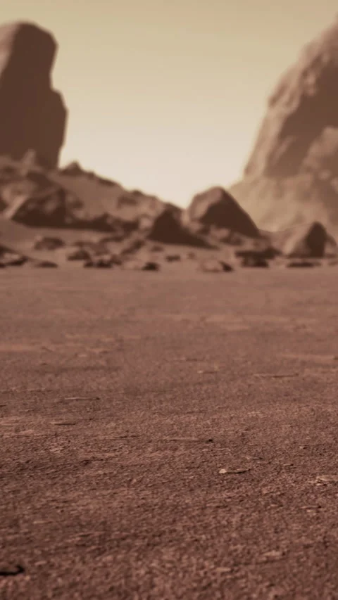 Exploration of the surface on Mars showing rocks and fine dust Stock Footage 338426365