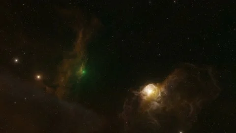 Exploration through outer space towards glowing milky way galaxy,8K video Stock Footage 219979813