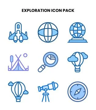 Exploration Two Colour Collection Icons Pack イラスト素材
