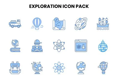 Exploration Two Colour Design Icons Pack Illustrazione stock
