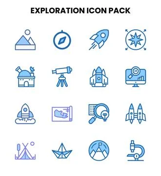 Exploration Two Colour UI Icons Pack Stock Illustration