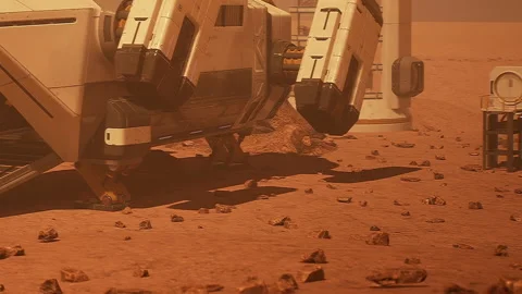Exploration vehicle on a Martian surface during a mission Stock Footage 344116828