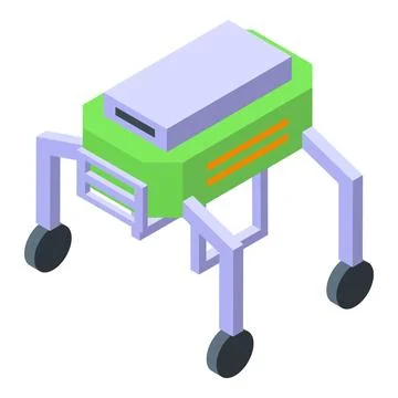 Exploration wheeled robot walking on four legs isometric view Stock Illustration