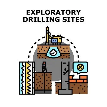 Exploratory drilling sites for geological and resource assessment Stock Illustration