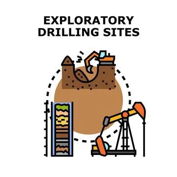 Exploratory drilling sites for oil extraction research 스톡 일러스트