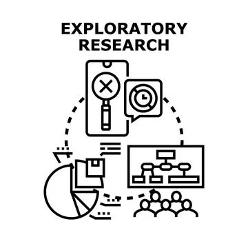 Exploratory research process analyzing new data information Stock Illustration