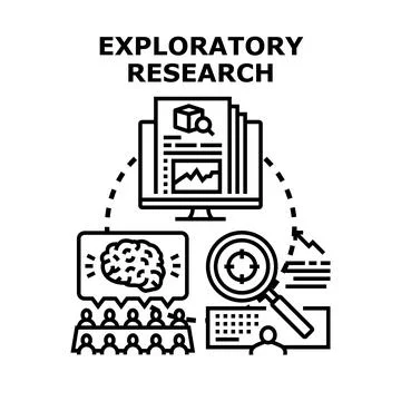 Exploratory research process gathering data for investigation Stock Illustration