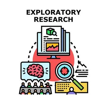 Exploratory research process gathering data for investigation Stock Illustration