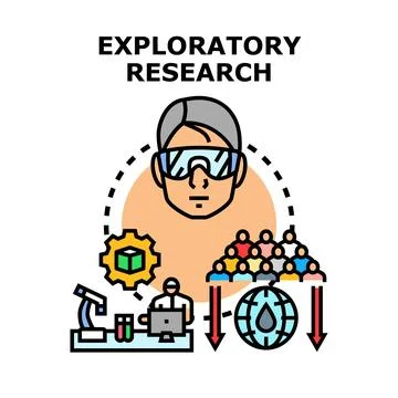 Exploratory research process for new scientific discovery Stock Illustration