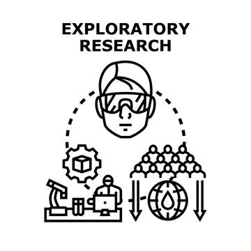 Exploratory research process for new scientific discovery Stock Illustration
