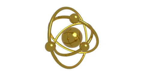 Explore a 3D golden atom animation featuring electron orbits, atomic shells Stock Footage 347970364