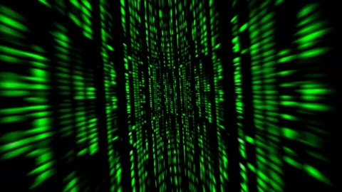 Explore abstract green visuals moving through a digital tunnel 動画素材 320391880