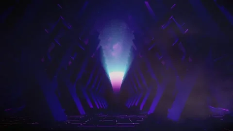 Explore an abstract tunnel of light and color at dusk Stock Footage 320388103