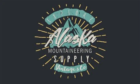Explore alaska mountain vector design for t-shirt. Stock Illustration
