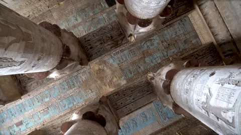 Explore the Ancient Ceiling Paintings of Dendera Temple Near Qena Stock Footage 317926915