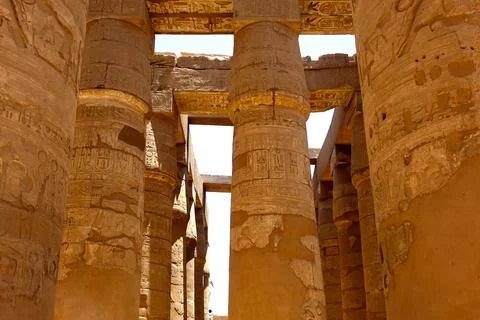 Explore Ancient Karnak Temple Complex With Majestic Hypostyle Hall and Intr.. Stock Photos