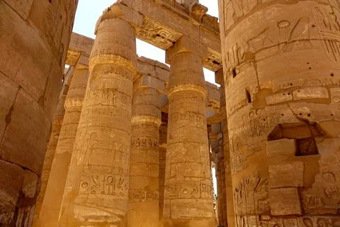 Explore Ancient Karnak Temple Complex With Impressive Hypostyle Hall Column.. Stock Photos