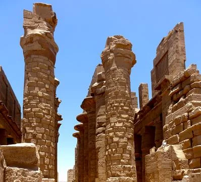 Explore the Ancient Ruins of the Karnak Temple Complex With Towering Column.. Stock Photos
