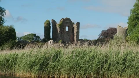 Explore the ancient ruins by the river in a serene landscape Stockbeeldmateriaal 306394094