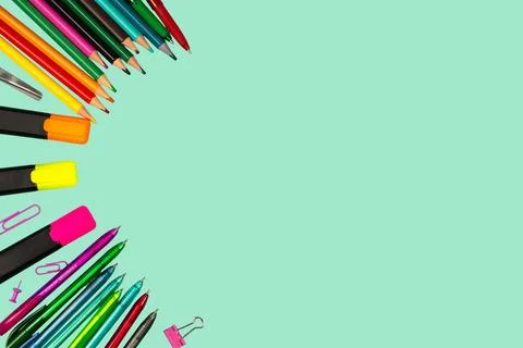 Explore an array of Colorful Stationery Items that are perfect for all your.. Stock Photos