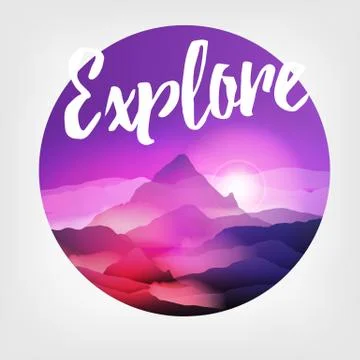 Explore Background with Mountains - Vector Illustration Stock Illustration
