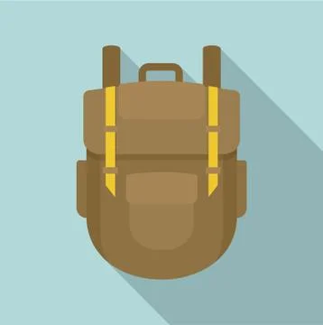 Explore backpack icon, flat style Stock Illustration