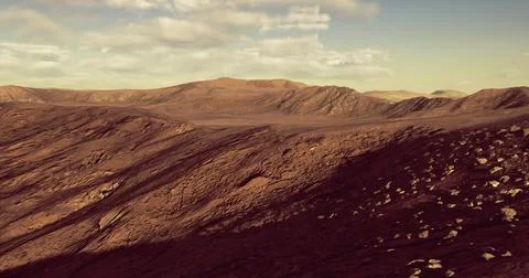Explore the barren landscape of rugged mountains under a bright sky Stock Illustration