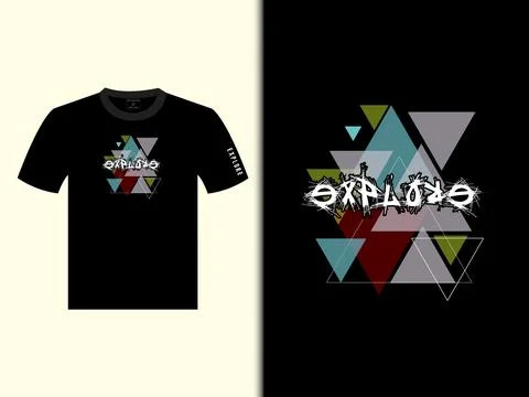 Explore Black T Shirt Vector Design 스톡 일러스트