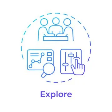 Explore blue gradient concept icon Illustrazione stock