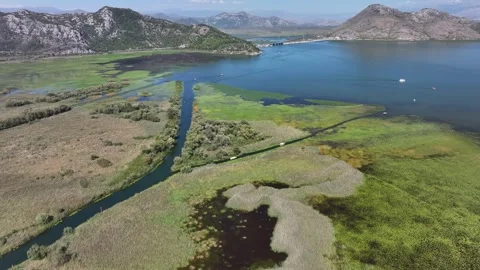 Explore the breathtaking aerial view of Skadar Lake in Montenegro, showcasing Stock Footage 287790425