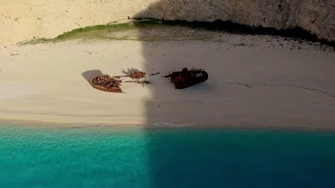 Explore the breathtaking beauty of Navagio Beach in Zakynthos, Greece with its Stock Footage 337361506