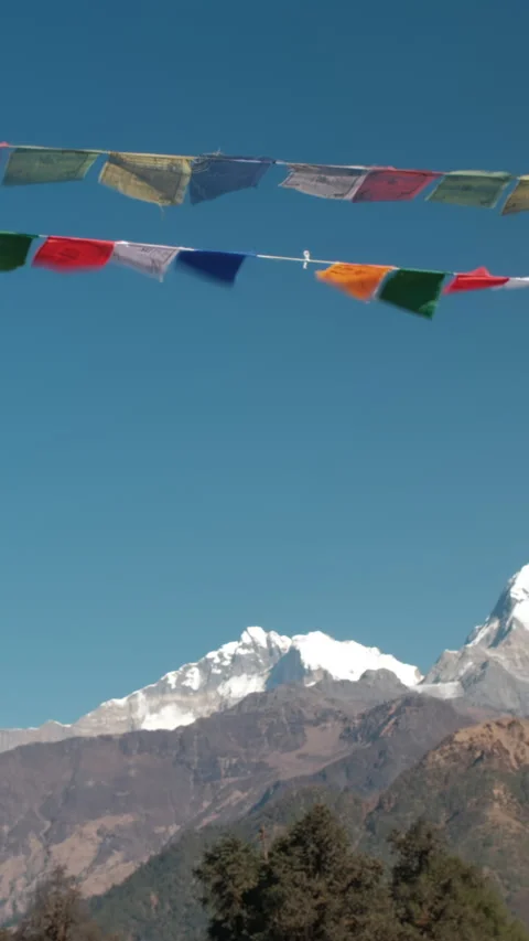 Explore the breathtaking views of Ghorepani in Nepal's majestic Himalayas Stock Footage 303667610