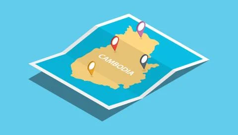 Explore cambodia nations maps with folding map and pin location イラスト素材