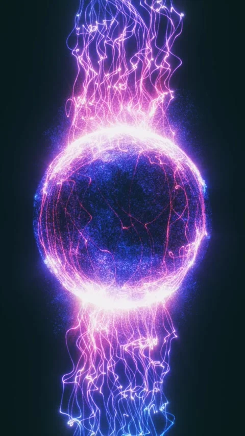 Explore a captivating animation of a luminous purple and blue sphere Stock Footage 316478179