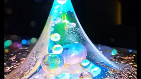 Explore captivating fluid dynamics with colorful bubbles and mesmerizing pa.. Stock Footage 305167820