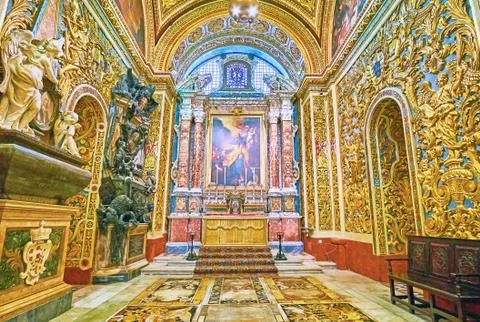 Explore the chapels of St John's Co-Cathedral, Valletta, Malta 写真素材
