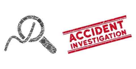 Explore Charts Mosaic and Scratched Accident Investigation Stamp Seal with Lines Stock Illustration