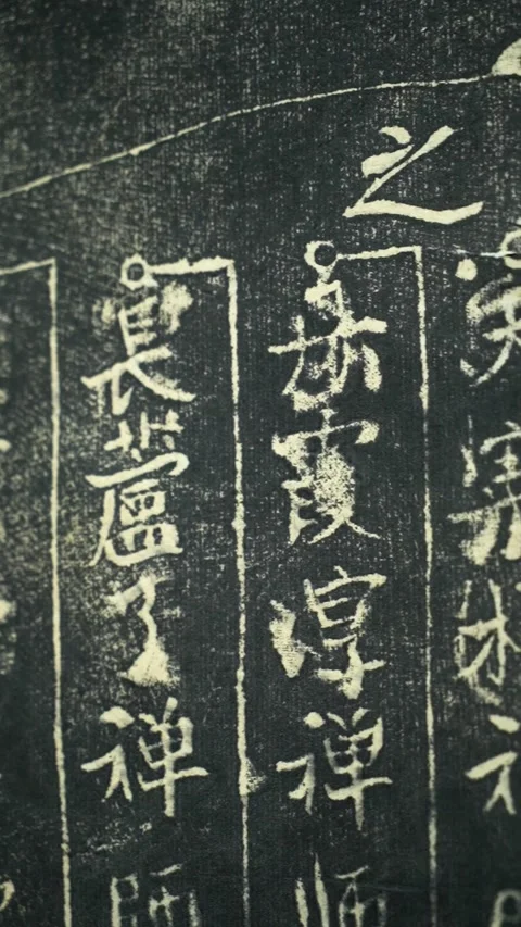 Explore Chinese calligraphy with historical script in a vintage oriental style Stock Footage 290841512